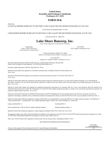 Thumbnail Lake Shore Bancorp 10-K Annual Report 