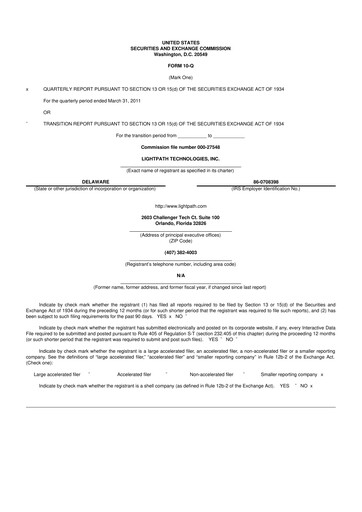 Vorschaubild LightPath Technologies 10-Q Quartalsbericht  