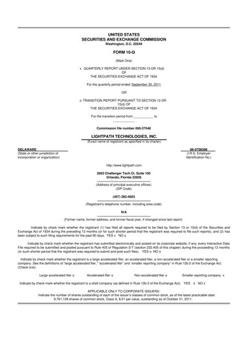 Vorschaubild LightPath Technologies 10-Q Quartalsbericht 2011 