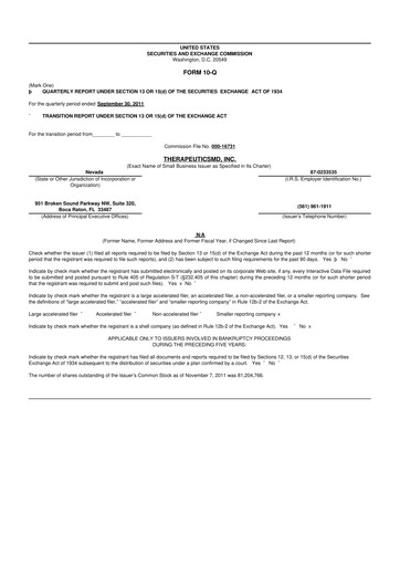 Thumbnail TherapeuticsMD 10-Q Quarterly Report FY2011 