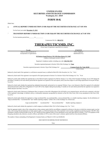 Thumbnail TherapeuticsMD 10-K Annual Report 2011