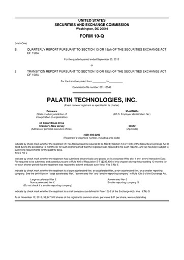 Miniature Palatin Technologies 10-Q Rapport trimestriel 2013 