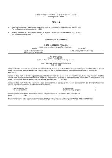 Vorschaubild Where Food Comes From 10-Q Quartalsbericht 2013 