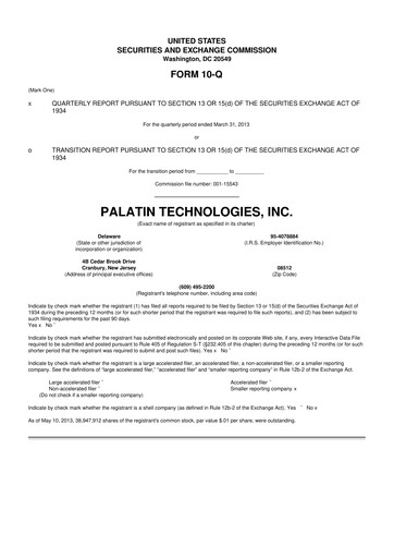 Miniature Palatin Technologies 10-Q Rapport trimestriel 2013 