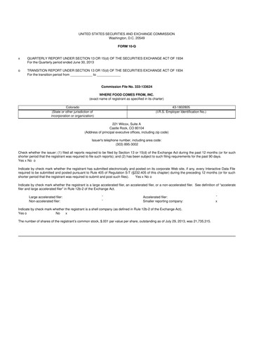 Vorschaubild Where Food Comes From 10-Q Quartalsbericht 2013 