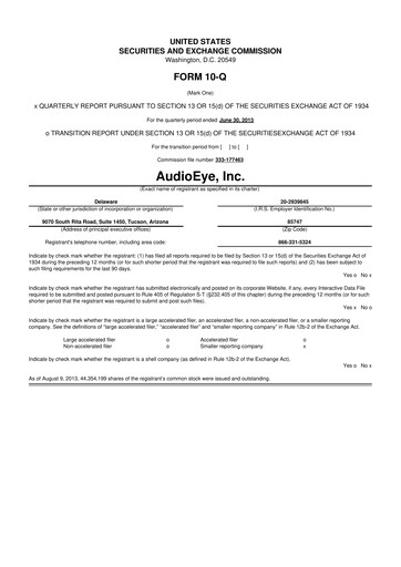Thumbnail AudioEye 10-Q Quarterly Report FY2013 