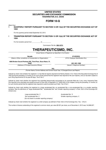 Thumbnail TherapeuticsMD 10-Q Quarterly Report FY2013 