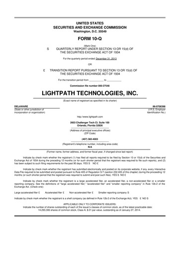 Vorschaubild LightPath Technologies 10-Q Quartalsbericht 2014 