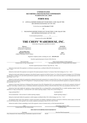 Thumbnail Chefs' Warehouse 10-K Annual Report 2013