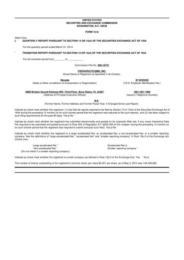 Thumbnail TherapeuticsMD 10-Q Quarterly Report FY2014 