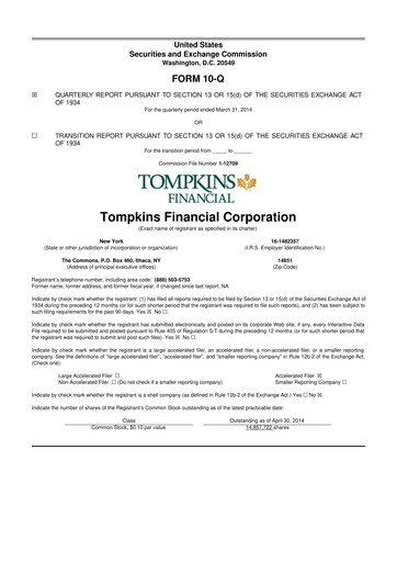 Thumbnail Tompkins Financial 10-Q Quarterly Report FY2014 