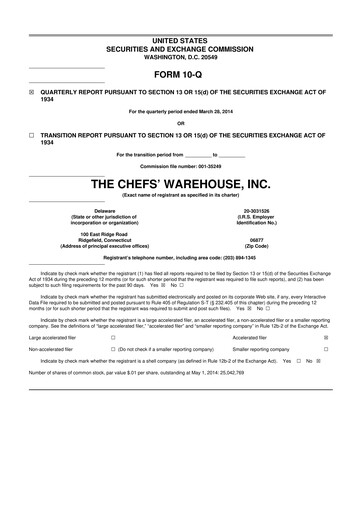 Thumbnail Chefs' Warehouse 10-Q Quarterly Report FY2014 
