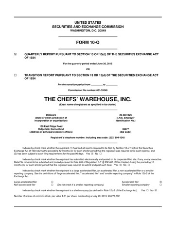 Thumbnail Chefs' Warehouse 10-Q Quarterly Report FY2015 