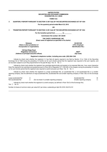 Thumbnail Chefs' Warehouse 10-Q Quarterly Report FY2016 