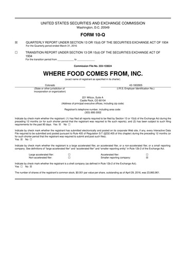 Vorschaubild Where Food Comes From 10-Q Quartalsbericht 2016 