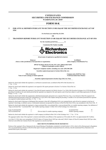 Thumbnail Richardson Electronics 10-K Annual Report 2016