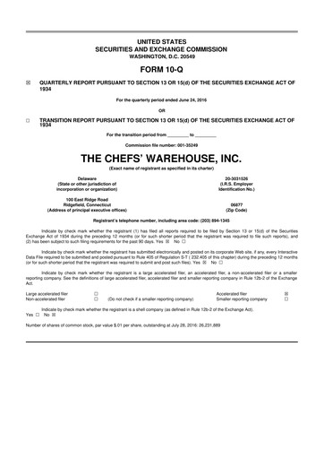 Thumbnail Chefs' Warehouse 10-Q Quarterly Report FY2016 