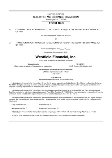 Thumbnail Western New England Bancorp 10-Q Quarterly Report FY2016 