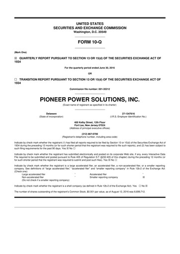 Thumbnail Pioneer Power Solutions 10-Q Quarterly Report FY2016 
