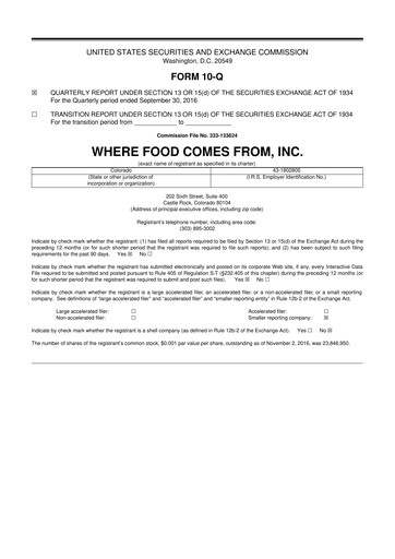 Vorschaubild Where Food Comes From 10-Q Quartalsbericht 2016 