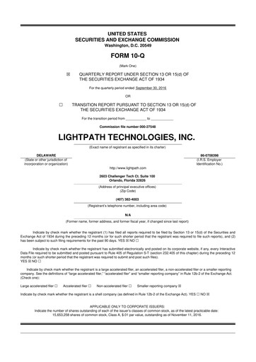 Vorschaubild LightPath Technologies 10-Q Quartalsbericht 2017 