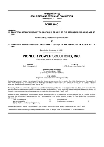 Thumbnail Pioneer Power Solutions 10-Q Quarterly Report FY2016 