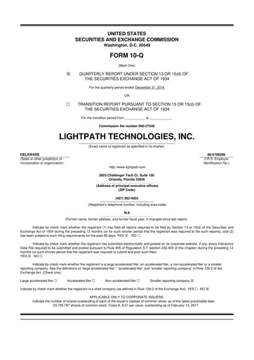 Vorschaubild LightPath Technologies 10-Q Quartalsbericht 2017 