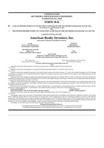 Thumbnail American Realty Investors 10-K Annual Report 2016