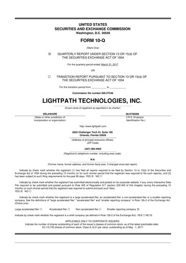 Vorschaubild LightPath Technologies 10-Q Quartalsbericht 2017 