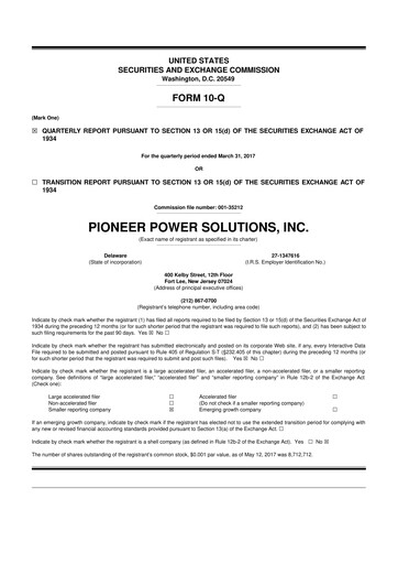 Thumbnail Pioneer Power Solutions 10-Q Quarterly Report FY2017 