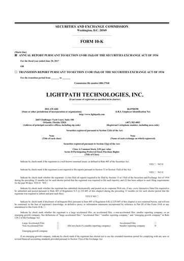 Thumbnail LightPath Technologies 10-K Annual Report 2017
