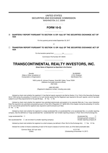 Thumbnail Transcontinental Realty Investors 10-Q Quarterly Report FY2017 