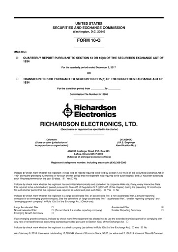 Miniature Richardson Electronics 10-Q Rapport trimestriel 2018 