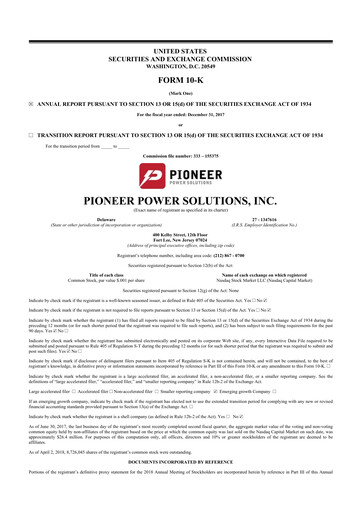 Thumbnail Pioneer Power Solutions 10-K Annual Report 2017