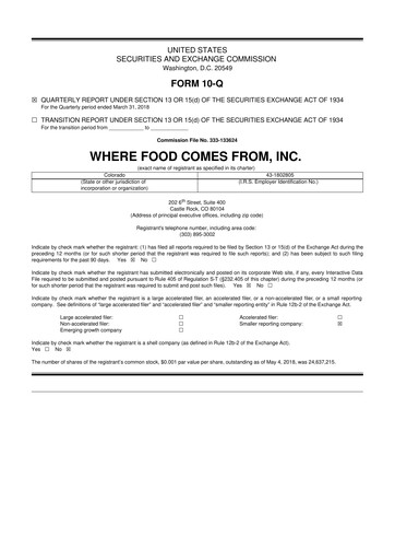 Vorschaubild Where Food Comes From 10-Q Quartalsbericht 2018 