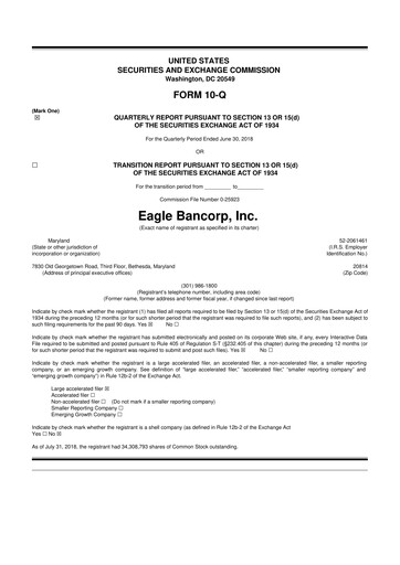 Thumbnail Eagle Bancorp 10-Q Quarterly Report FY2018 