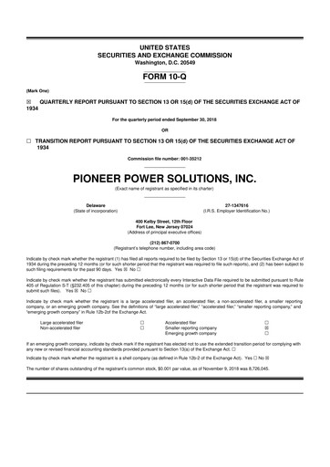 Thumbnail Pioneer Power Solutions 10-Q Quarterly Report FY2018 