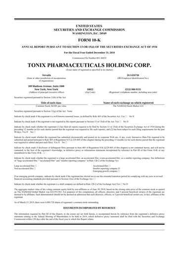 Vorschaubild Tonix Pharmaceuticals 10-K Jahresbericht 