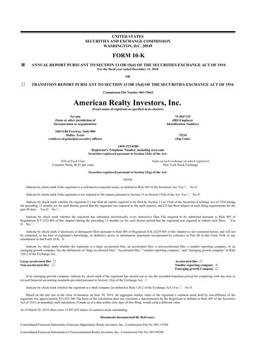 Thumbnail American Realty Investors 10-K Annual Report 2018