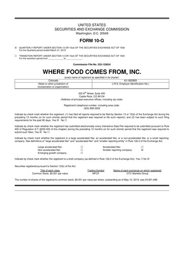 Vorschaubild Where Food Comes From 10-Q Quartalsbericht 2019 