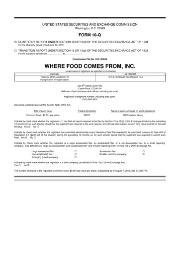 Vorschaubild Where Food Comes From 10-Q Quartalsbericht 2019 