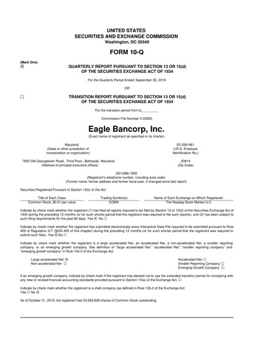 Thumbnail Eagle Bancorp 10-Q Quarterly Report FY2019 