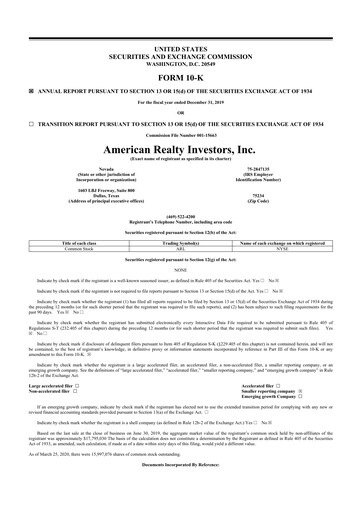 Thumbnail American Realty Investors 10-K Annual Report 2019