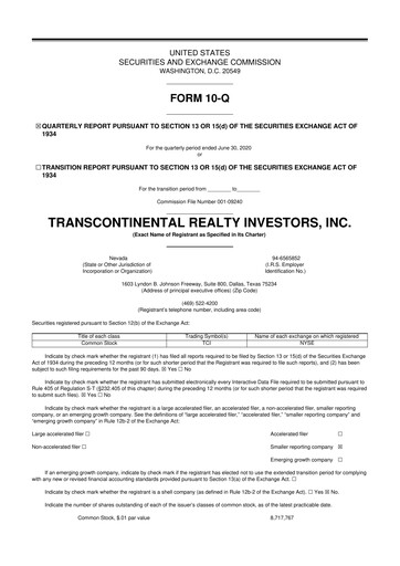 Thumbnail Transcontinental Realty Investors 10-Q Quarterly Report FY2020 