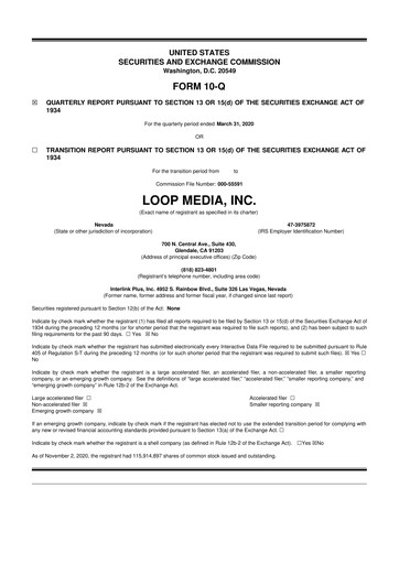 Thumbnail Loop Media 10-Q Quarterly Report FY 