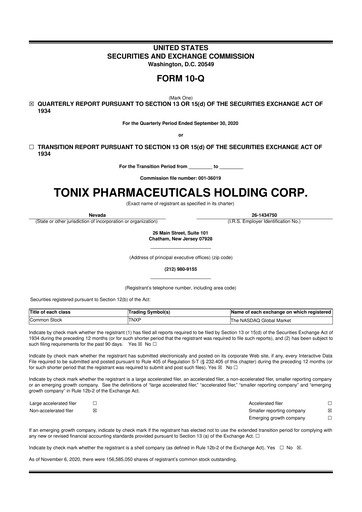 Thumbnail Tonix Pharmaceuticals 10-Q Quarterly Report FY2020 