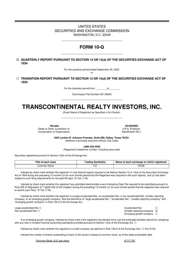 Thumbnail Transcontinental Realty Investors 10-Q Quarterly Report FY2020 