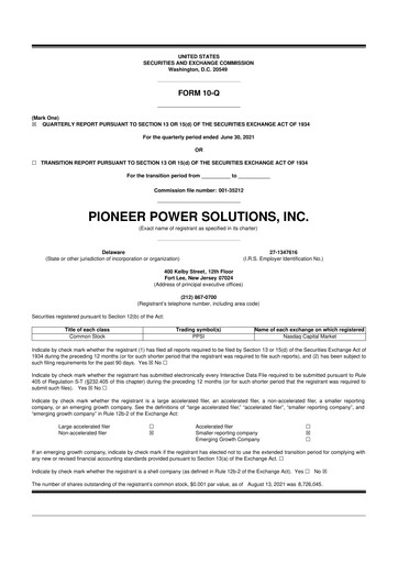Thumbnail Pioneer Power Solutions 10-Q Quarterly Report FY2021 