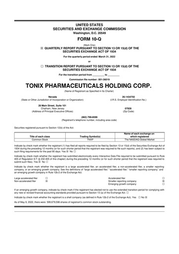 Thumbnail Tonix Pharmaceuticals 10-Q Quarterly Report FY2022 