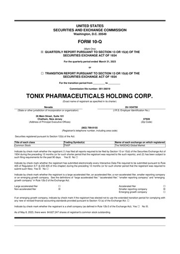 Thumbnail Tonix Pharmaceuticals 10-Q Quarterly Report FY2023 
